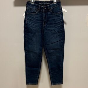 American Eagle Outfitters dark wash mom jeans.